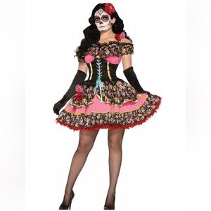 Day of the Dead Adlut Costume - Pink and Black